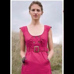 SOLD  Anthro Maeve Raspberry Pink Button Belted Dress 2